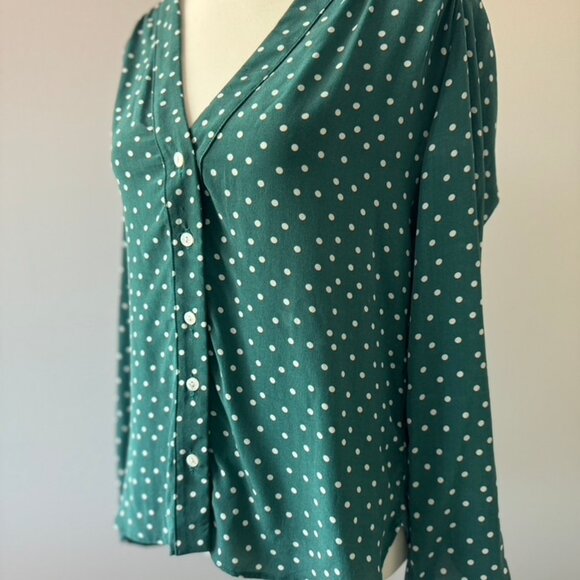 Amour Vert 100% Silk Polka Dot Blouse Size Small - Picture 4 of 7